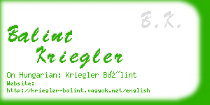 balint kriegler business card